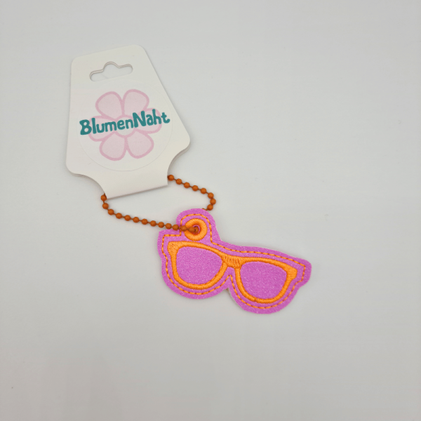 Kleiner Anhänger Brille #6 glitzerpink/neon-orange